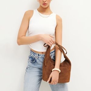 Reformation Small Vittoria Tote Couro Suede